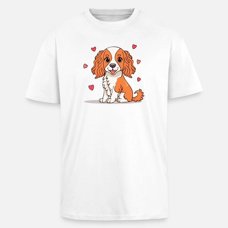 Cavalier Spaniel (bande dessinée) - T-shirt unisexe oversize épais - blanc