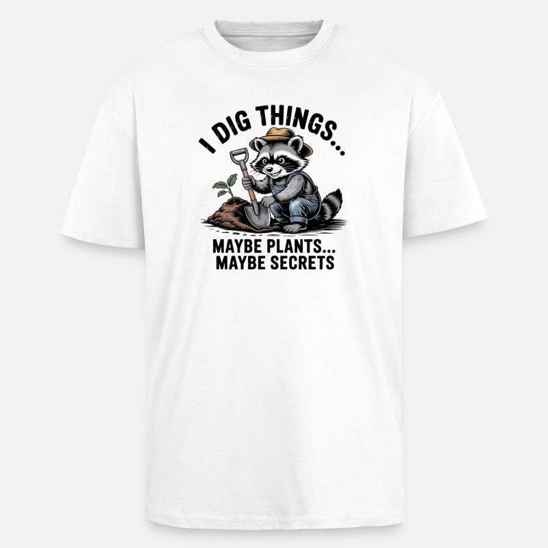 Waschbär-Gärtner gräbt nach Pflanzen - Oversized Heavyweight Unisex T-Shirt - Weiß