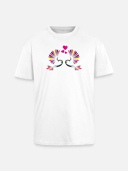 birds_in_love - Unisex Oversized Heavyweight T-shirt - white