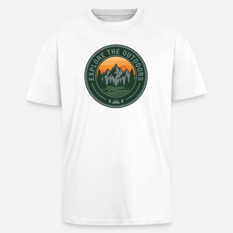 Explore Outdoors Berge - Oversized Heavyweight Unisex T-Shirt - Weiß