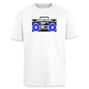 Ghettoblaster Radio - Oversized Heavyweight Unisex T-Shirt - Weiß - Vorne - Alina (178cm) & Michal (187cm)