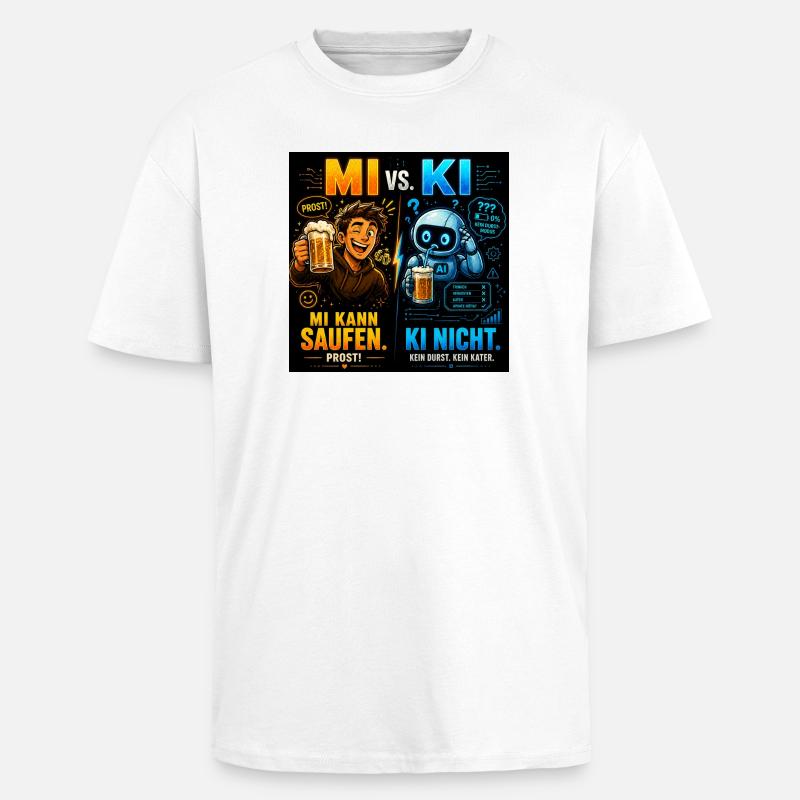 MI vs KI – Prost statt Prompt - Oversized Heavyweight Unisex T-Shirt - Weiß