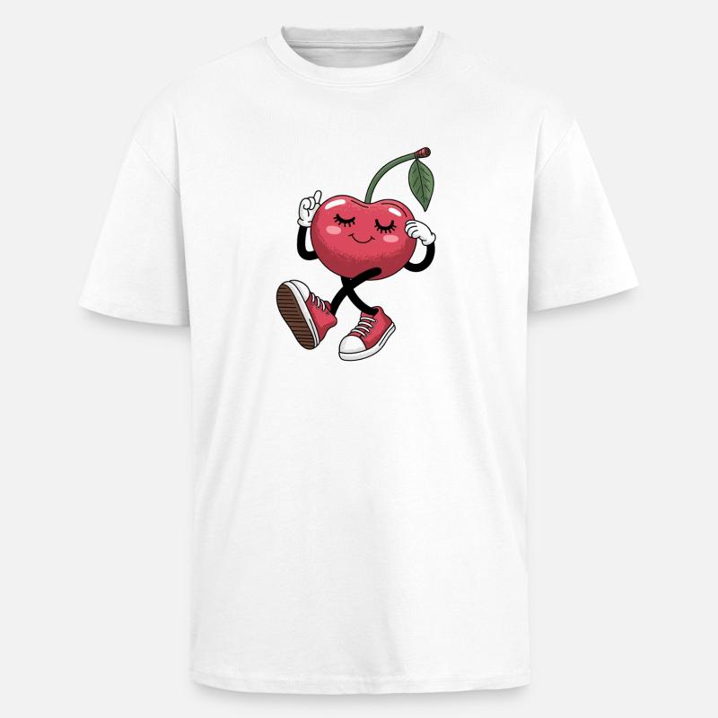 Dancing cherry with sneakers cheerful - Unisex Oversized Heavyweight T-shirt - white