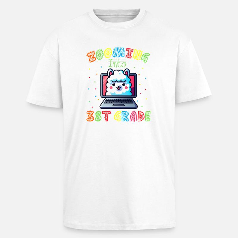 Lama Code Arc-en-Ciel Numérique - T-shirt unisexe oversize épais - blanc
