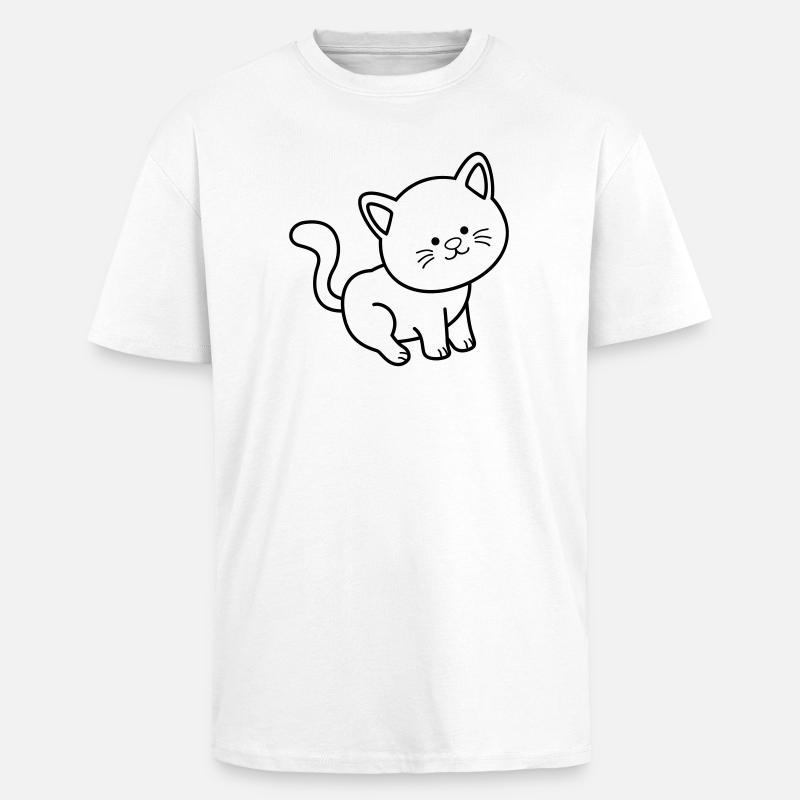 Chat Chat - T-shirt unisexe oversize épais - blanc