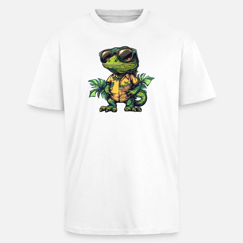 Chameleon Comic Urlaub - Oversized Heavyweight Unisex T-Shirt - Weiß