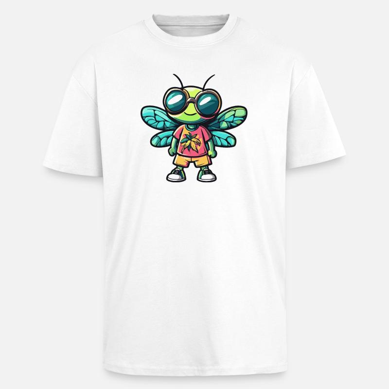 Libelle Comic Urlaub - Oversized Heavyweight Unisex T-Shirt - Weiß