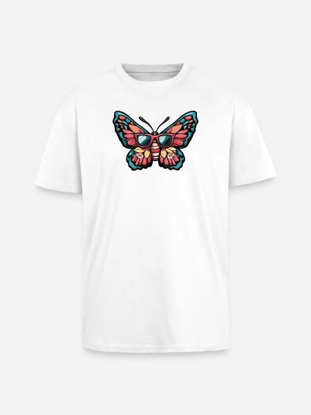 Schmetterling Comic Urlaub - Oversized Heavyweight Unisex T-Shirt - Weiß