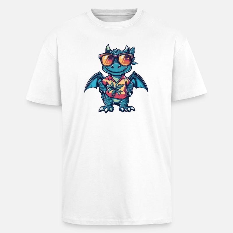 Drache Comic Urlaub - Oversized Heavyweight Unisex T-Shirt - Weiß