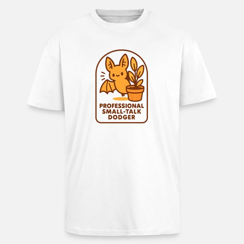 Small talk avoiders | Bat Humor - Unisex Oversized Heavyweight T-shirt - white