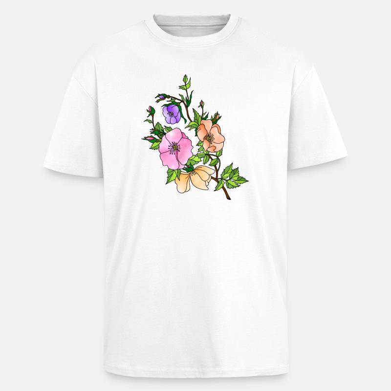 Fleur - T-shirt unisexe oversize épais - blanc