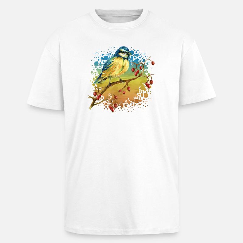 Bunter Vogel - Oversized Heavyweight Unisex T-Shirt - Weiß