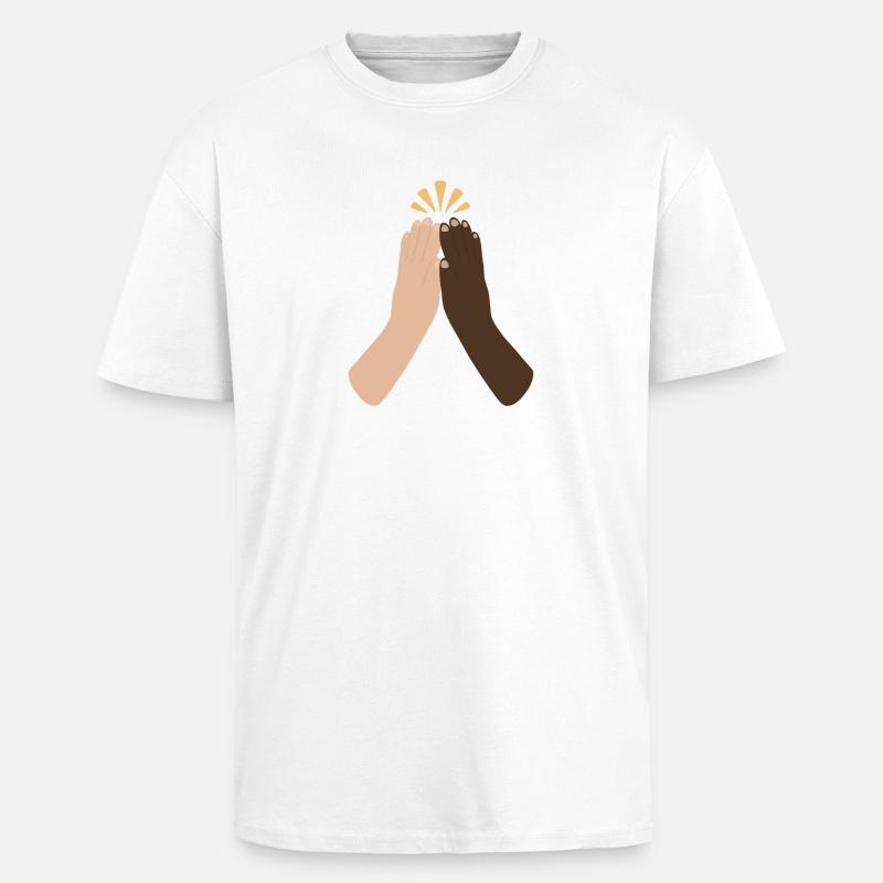 Diverse Hands Clap Unity - Unisex Oversized Heavyweight T-shirt - white