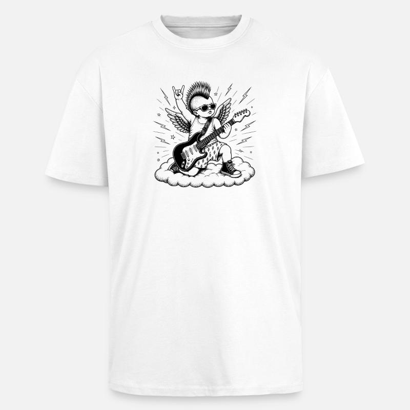 Punk Cherub mit E-Gitarre - Oversized Heavyweight Unisex T-Shirt - Weiß