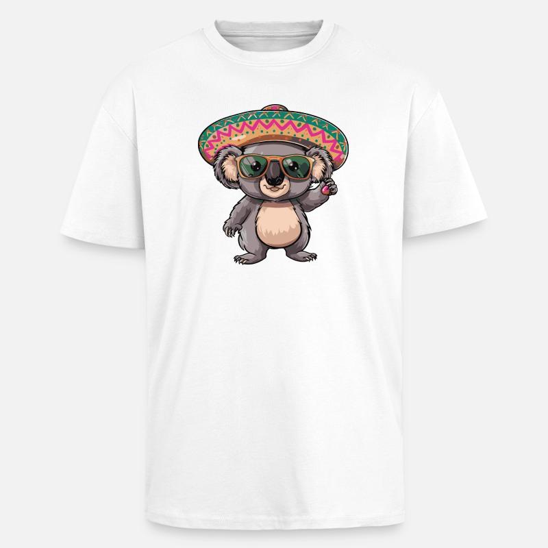 Koala Comic Sombrero drôle - T-shirt unisexe oversize épais - blanc