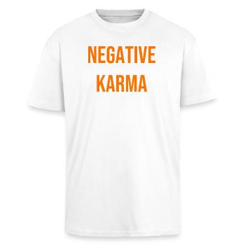 Negative Karma T-Shirt - Oversized Heavyweight Unisex T-Shirt - Weiß - Vorne - Alina (178cm) & Michal (187cm)