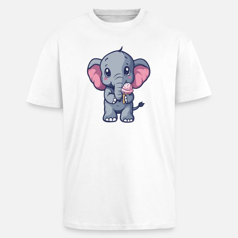 Kleiner Elefant Eiscreme Freund - Oversized Heavyweight Unisex T-Shirt - Weiß