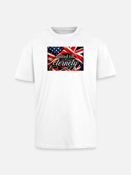 Drapeaux unis jusqu’à l’éternité - T-shirt unisexe oversize épais - blanc