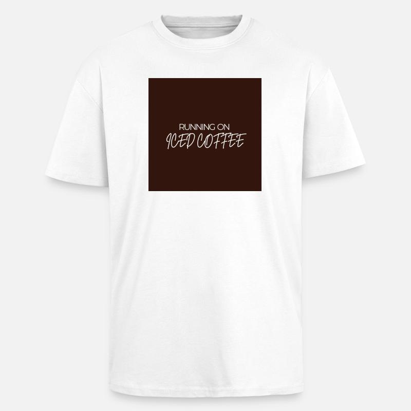 "RUNNING ON ICED COFFEE" Graphic Tee Design - T-shirt unisexe oversize épais - blanc