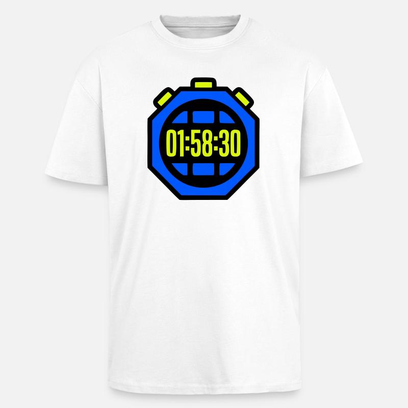 Stopwatch Best Time Half Marathon - Unisex Oversized Heavyweight T-shirt - white