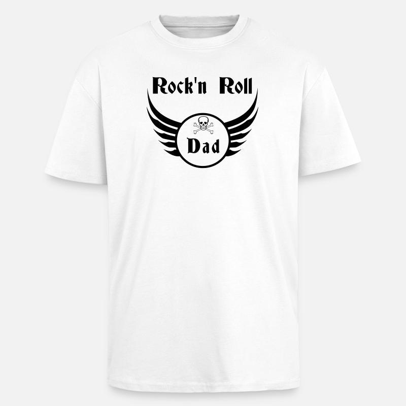 Dad Rock and Roll Skull Wings - Oversized Heavyweight Unisex T-Shirt - Weiß
