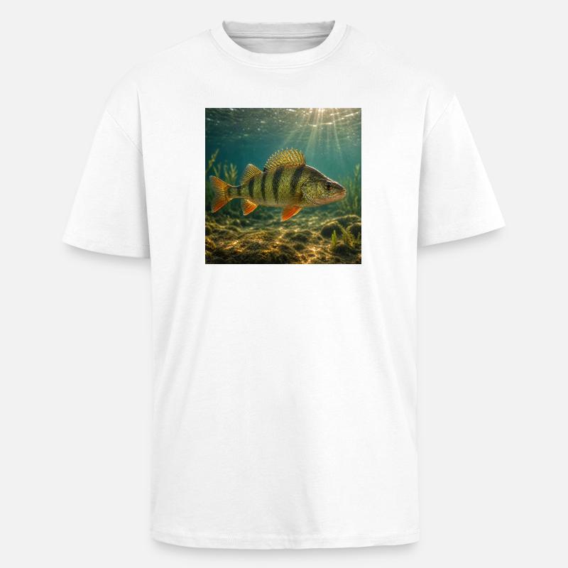 Perch in sunlight underwater - Unisex Oversized Heavyweight T-shirt - white