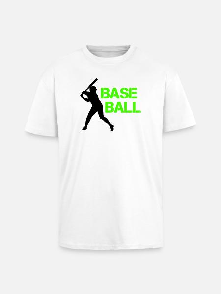 Baseball Neon Grunge Font - Unisex Oversized Heavyweight T-shirt - white