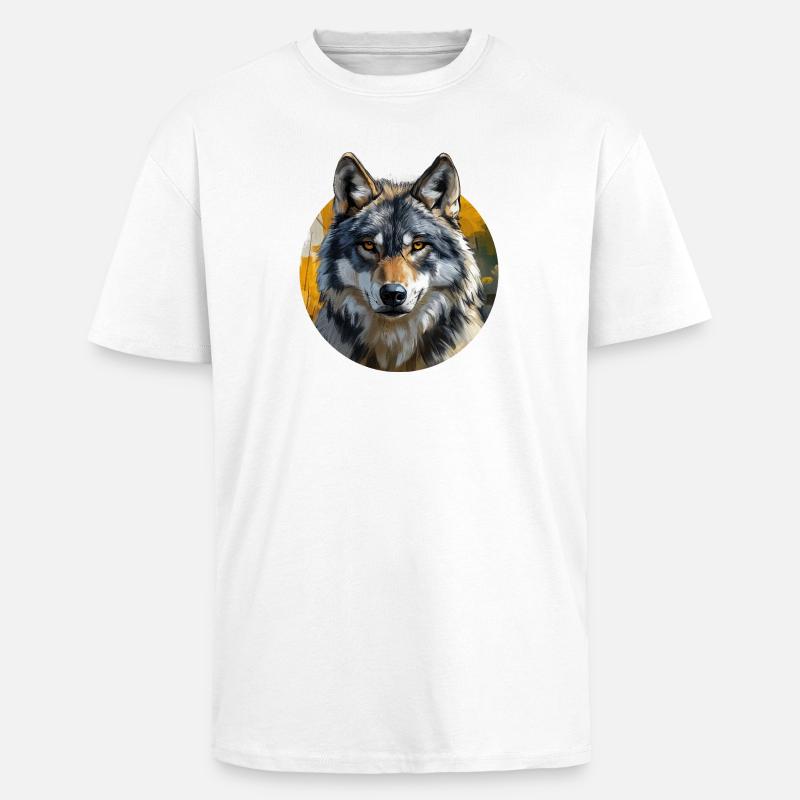 Wolf Design - Unisex Oversized Heavyweight T-shirt - white