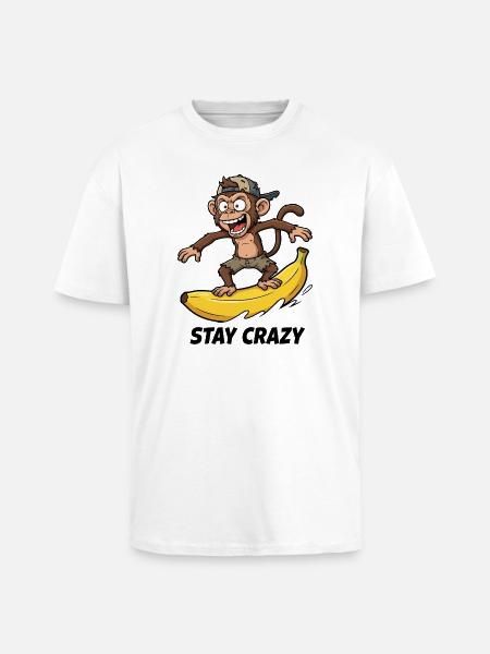 Banana Surfing Monkey - Unisex Oversized Heavyweight T-shirt - white