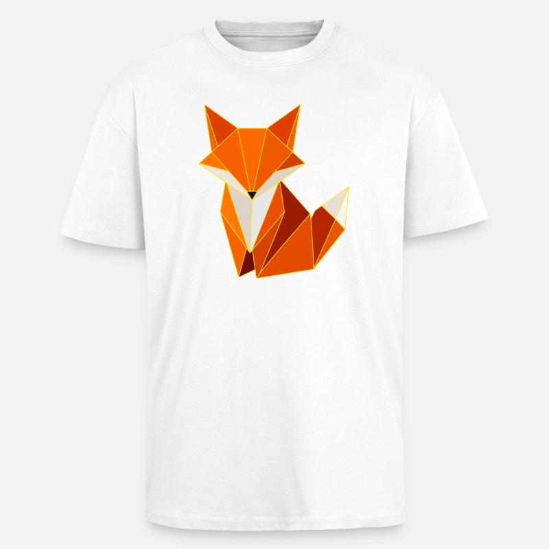 Fox Polygon Geometry Design - Unisex Oversized Heavyweight T-shirt - white