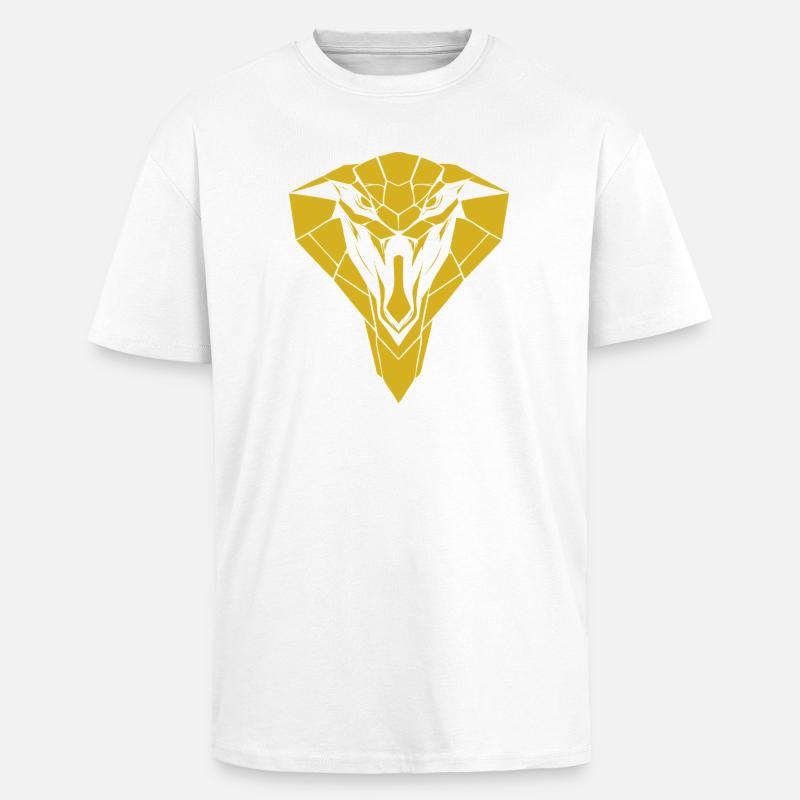 Silhouette géométrique dorée du cobra - T-shirt unisexe oversize épais - blanc