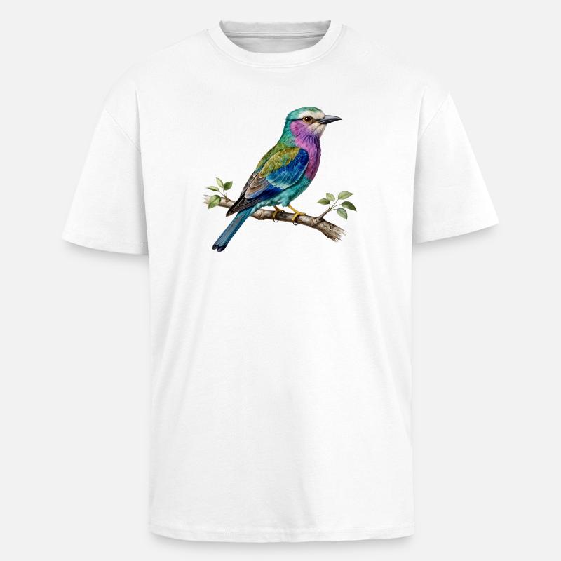Long-stranded roller – naturalistic engraving - Unisex Oversized Heavyweight T-shirt - white
