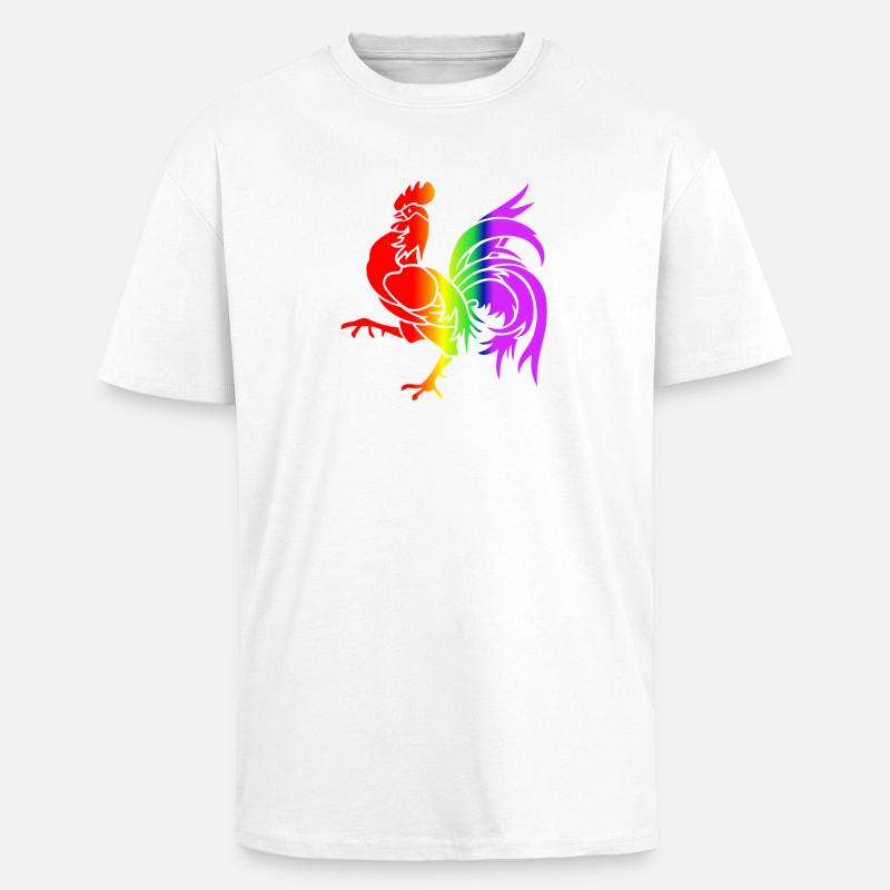 Bunter Regenbogenhahn - Oversized Heavyweight Unisex T-Shirt - Weiß