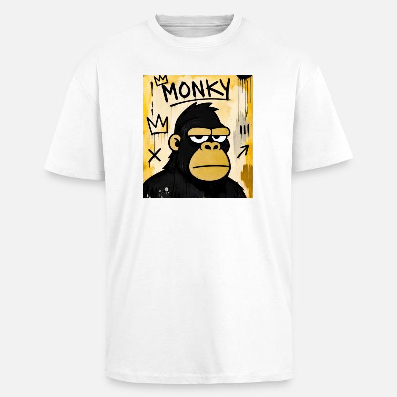 Monky Graffiti Ape - Oversized Heavyweight Unisex T-Shirt - Weiß