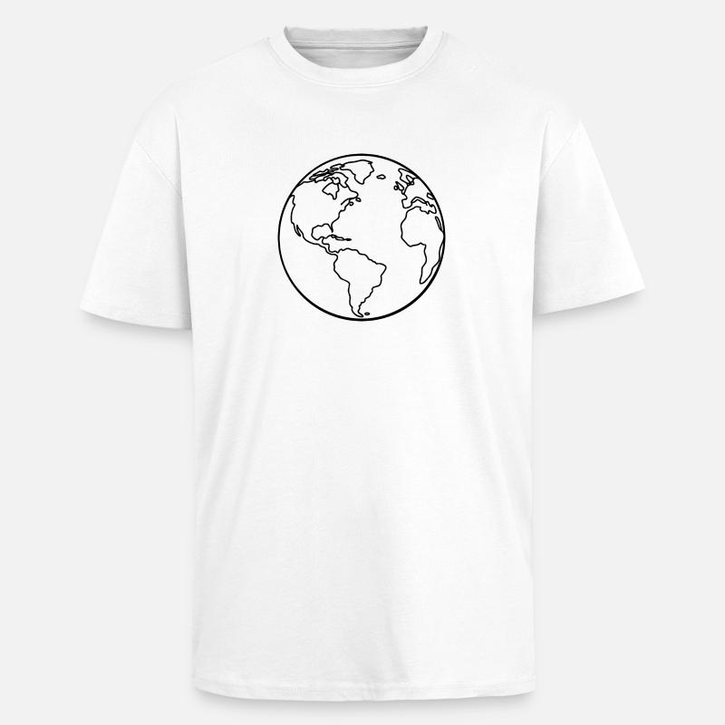 Erdumriss - Oversized Heavyweight Unisex T-Shirt - Weiß