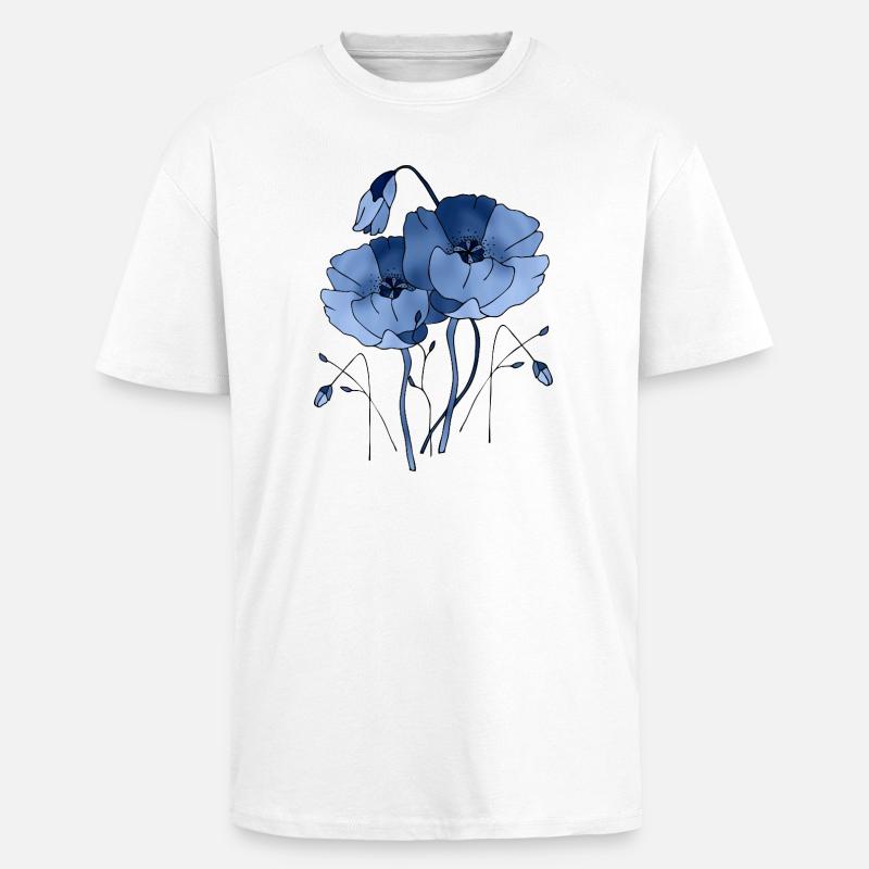 Fleur - T-shirt unisexe oversize épais - blanc