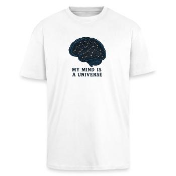 My mind as a universe - Unisex Oversized Heavyweight T-shirt - white - Front - Alina (178cm) & Michal (187cm)