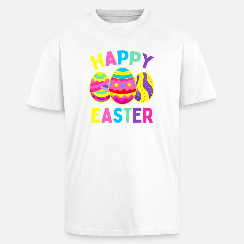 Vivid Easter Eggs Parade - Unisex Oversized Heavyweight T-shirt - white