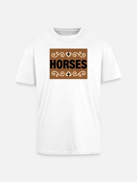 Horses Lettering Retro Riding - Unisex Oversized Heavyweight T-shirt - white