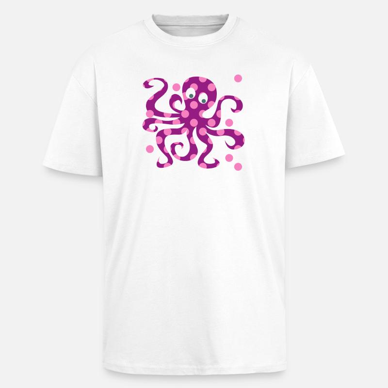 Nursery rose Octopus Dots Squid - T-shirt unisexe oversize épais - blanc