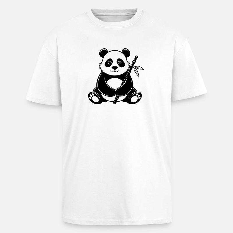 Panda mit Bambus - Oversized Heavyweight Unisex T-Shirt - Weiß
