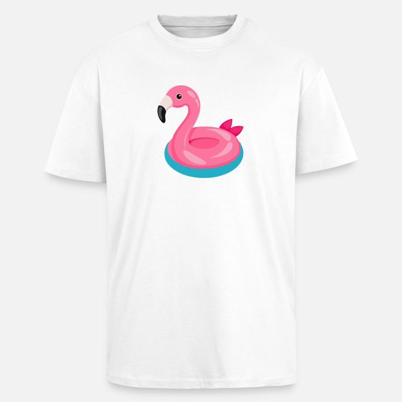 Flamingo Pool Float - Unisex Oversized Heavyweight T-shirt - white