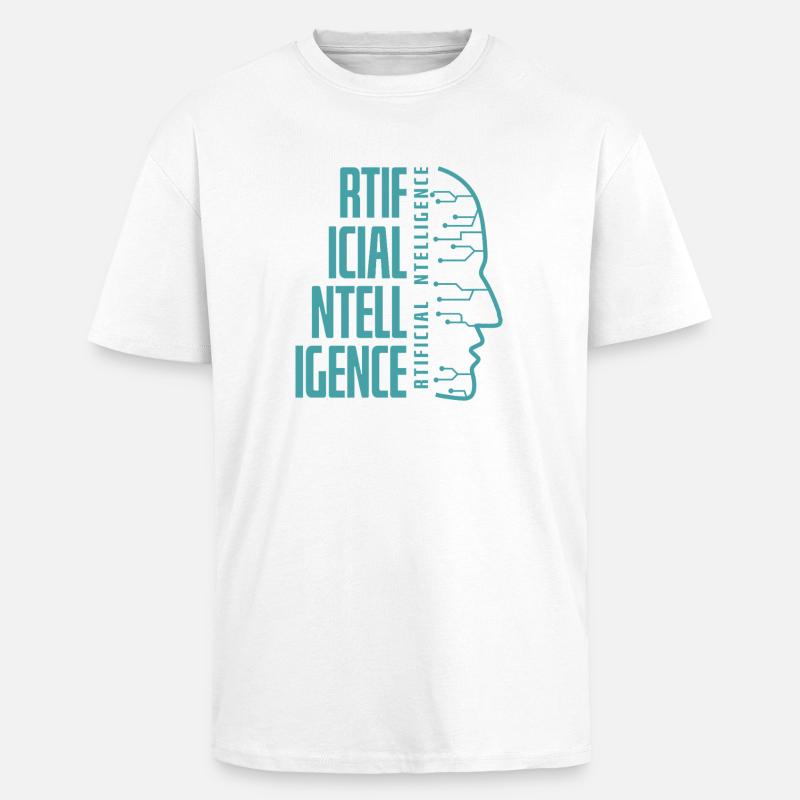 Artificial Intelligence Circuit Face Design - Oversized Heavyweight Unisex T-Shirt - Weiß
