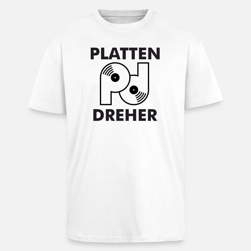 Plattendreher Logo mit Schriftzug - Oversized Heavyweight Unisex T-Shirt - Weiß