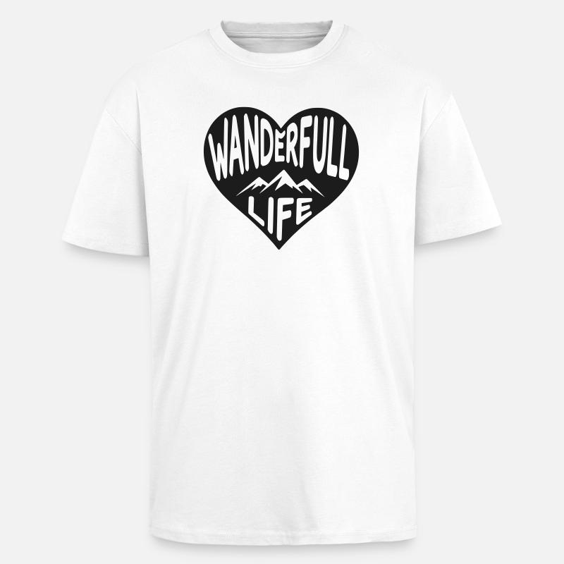 Wanderfull Life Wanderherz mit Bergsilhouette - Oversized Heavyweight Unisex T-Shirt - Weiß