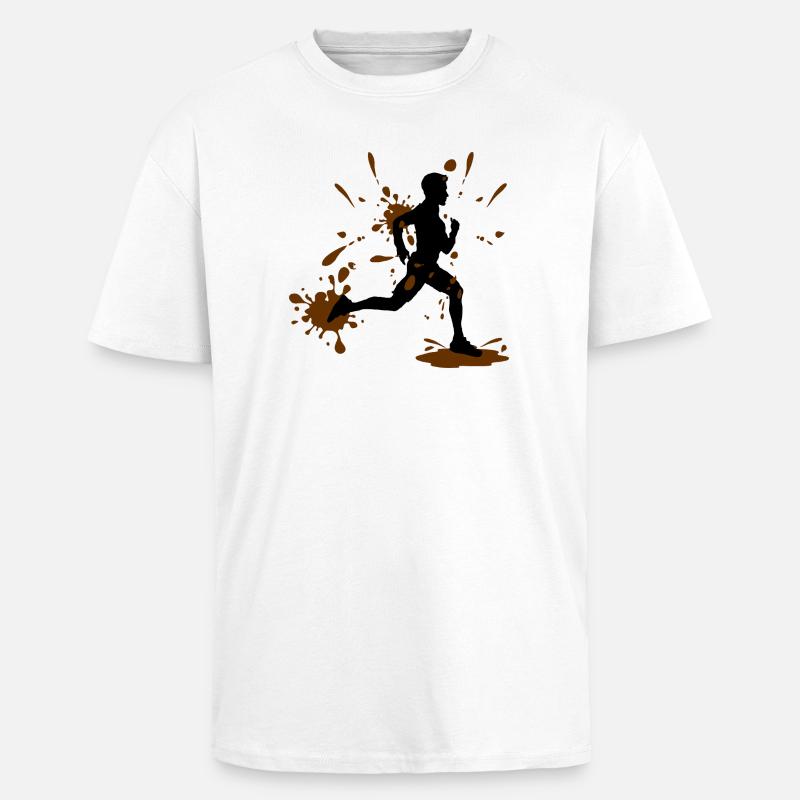 Mud Run Man – Défi Modder Runner - T-shirt unisexe oversize épais - blanc