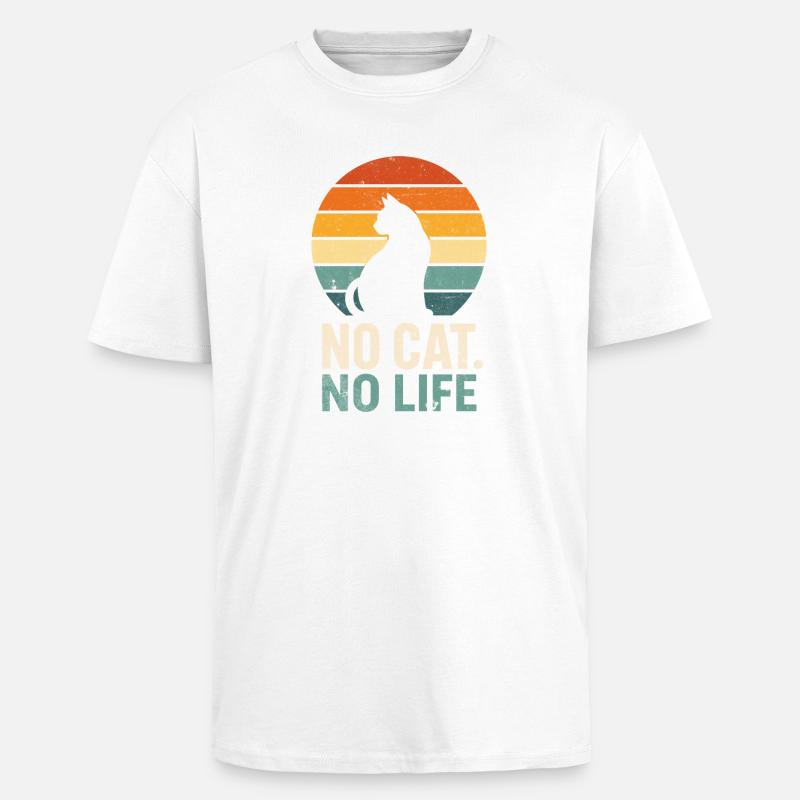 Pas de chat, pas de vie - T-shirt unisexe oversize épais - blanc
