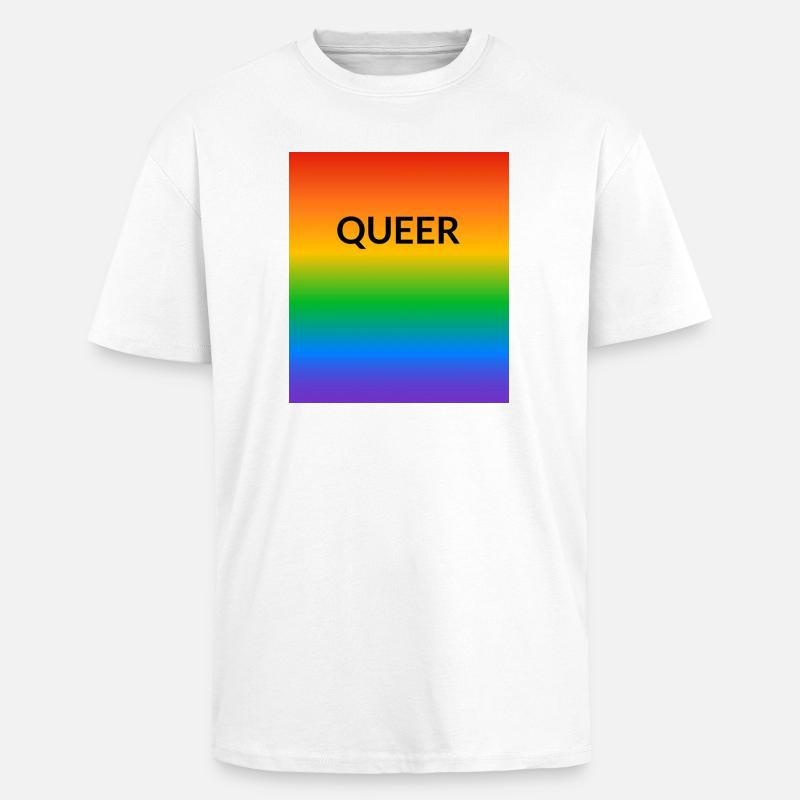 Queer Pride Gradient - Unisex Oversized Heavyweight T-shirt - white
