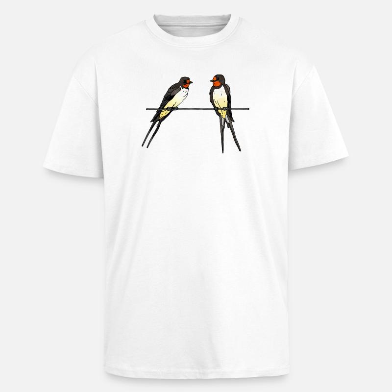 Schwalben - Oversized Heavyweight Unisex T-Shirt - Weiß