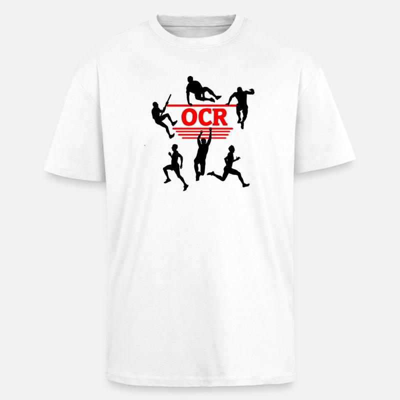 Puissance OCR – Conception de courses d’obstacles - T-shirt unisexe oversize épais - blanc